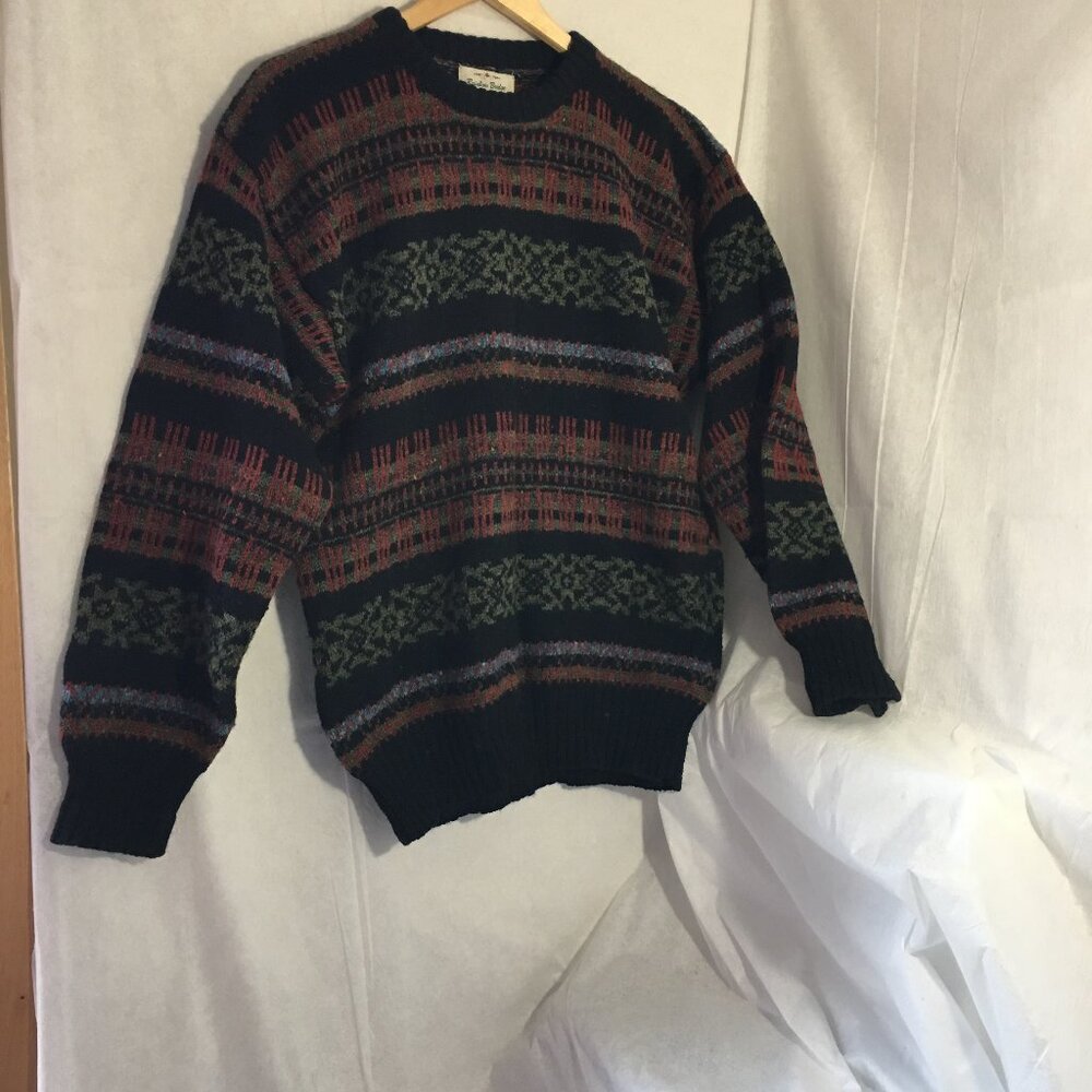 Vintage Rainbow Bridge Wool Sweater Knitted Women LRG Hong Kong 46" Chest